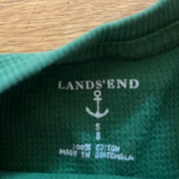 Lands End green waffle knit long sleeve boys - Picture 4 of 4